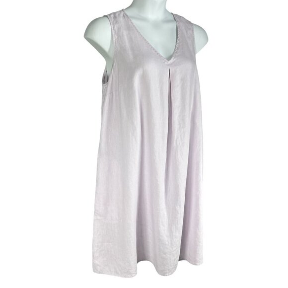 J. Jill Love Linen Women XL Lavender Sleeveless Shift Dress Minimalist Lagenlook - Picture 2 of 14